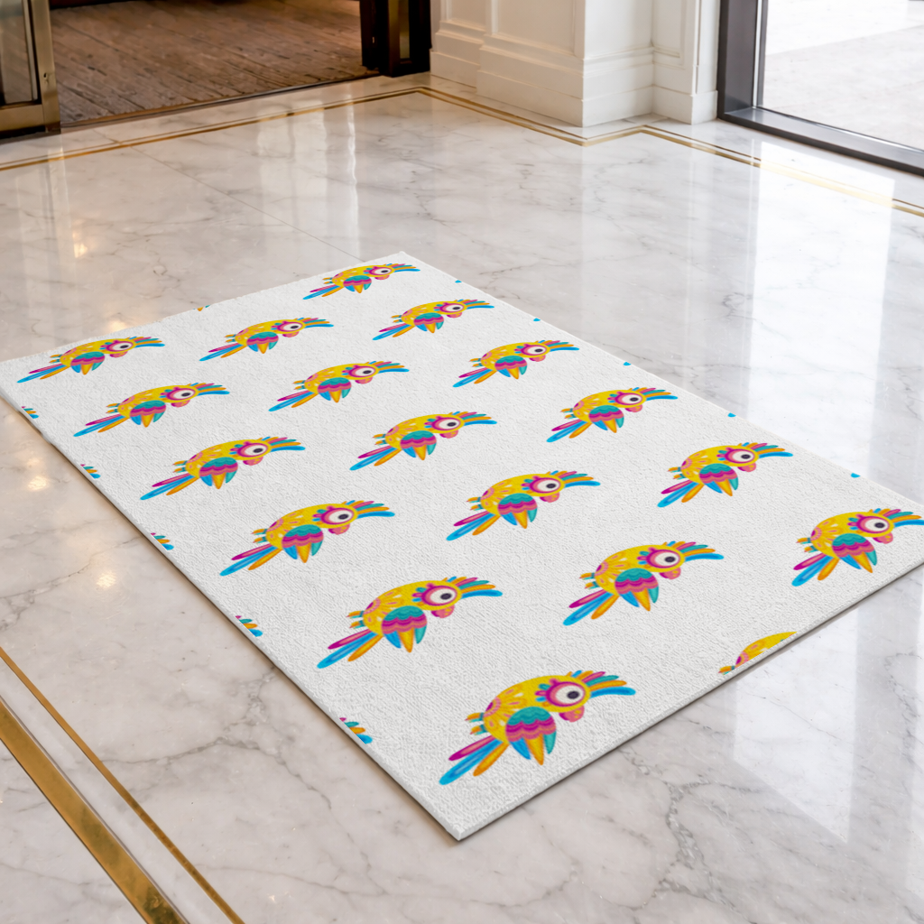 Vibrant Tropical Parrot Folk Doormat