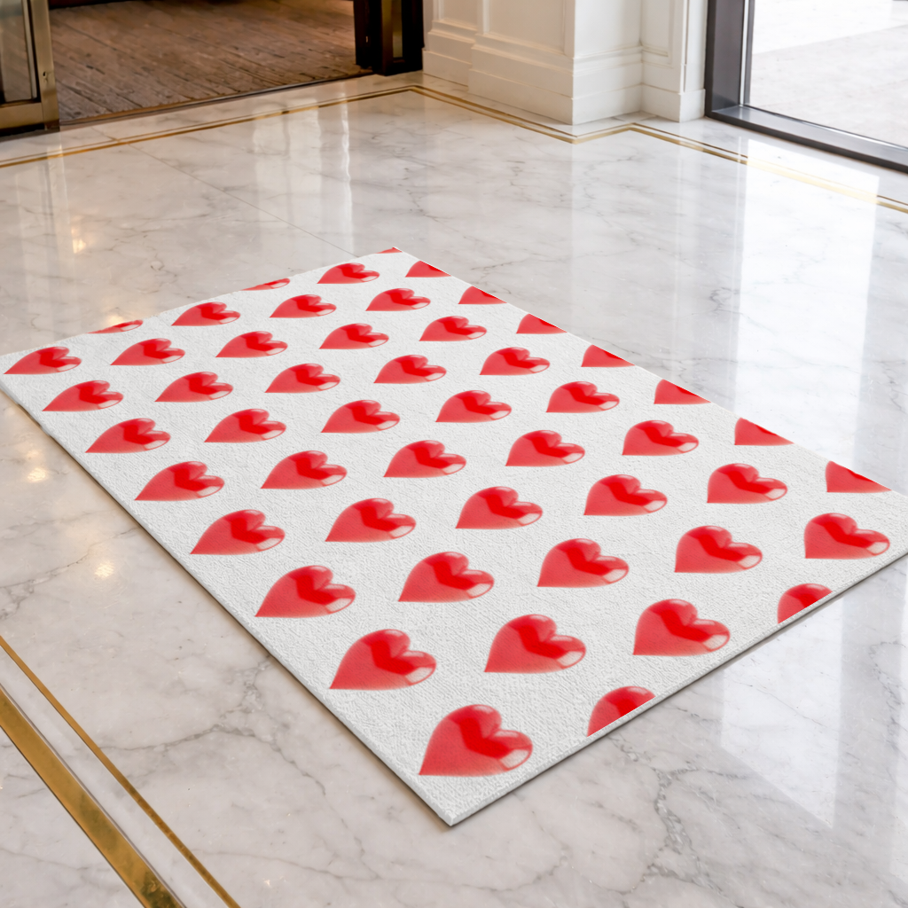 Glossy Red 3D Heart Doormat
