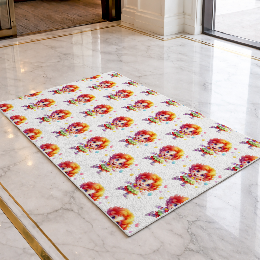 Cute Rainbow Hair Happy Clown Doormat