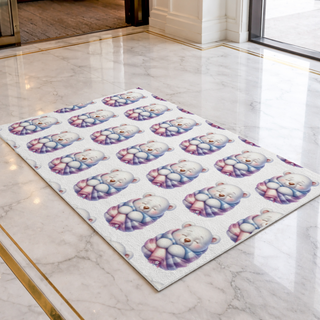 Cozy Sleepy Polar Bear Cub Doormat