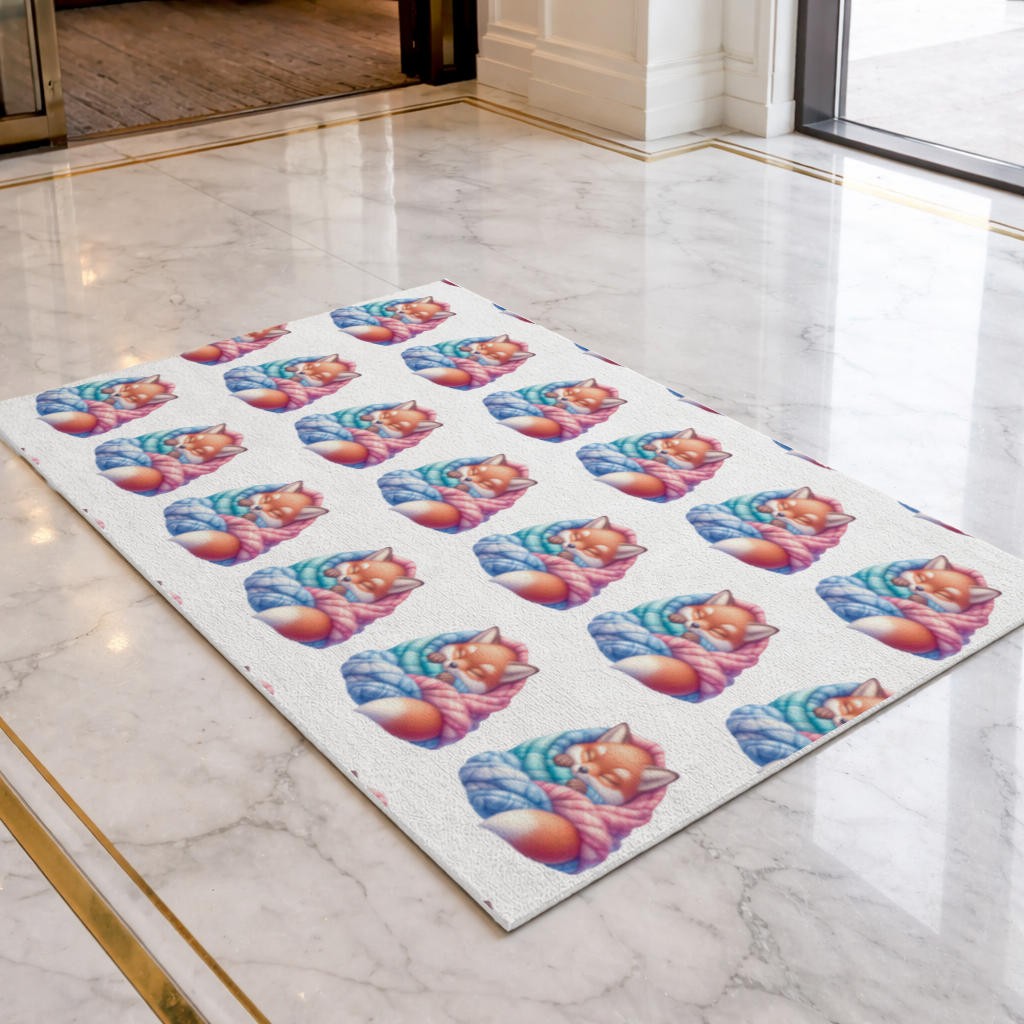 Sleeping Fox Knitted Blanket Doormat