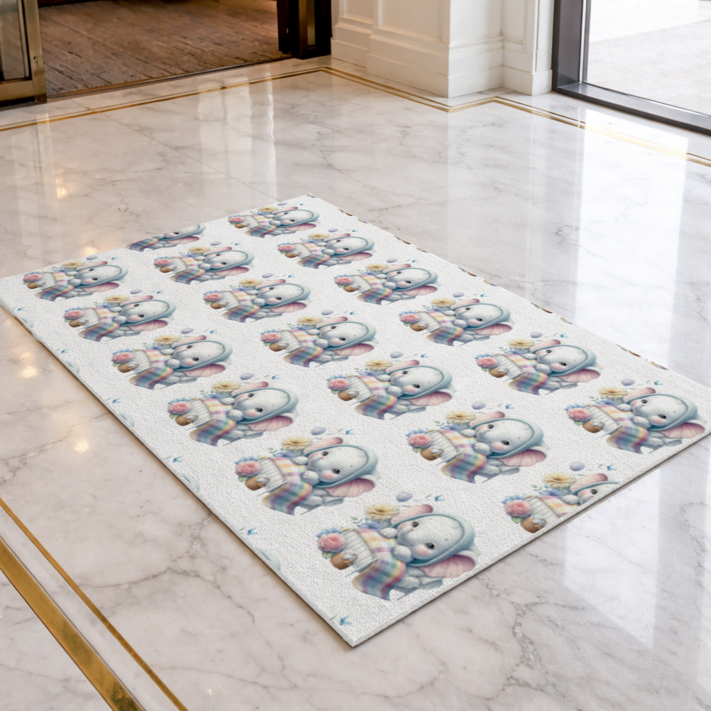 Sleeping Baby Elephant in Bed Doormat