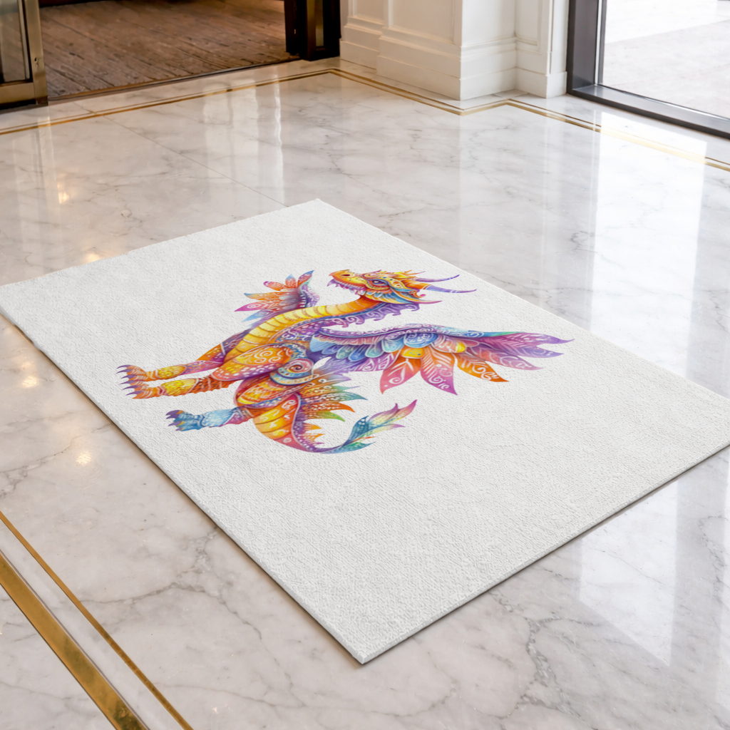 Vibrant Rainbow Mythical Dragon Doormat