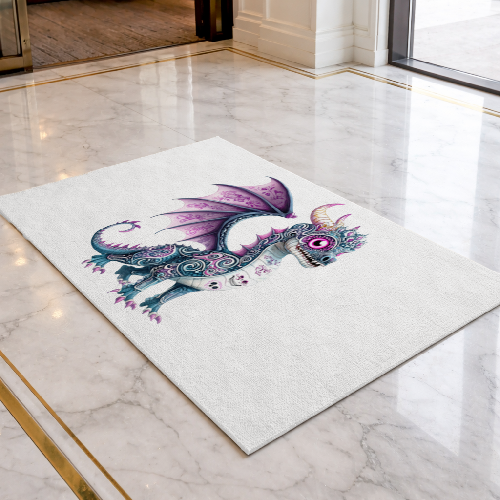 Purple Sugar Skull Dragon Doormat