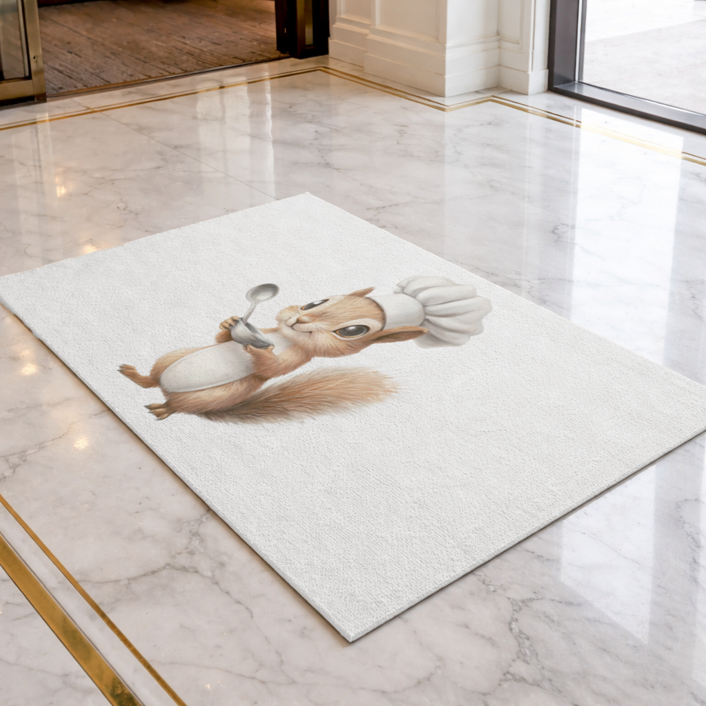 Whimsical Little Chef Squirrel Doormat