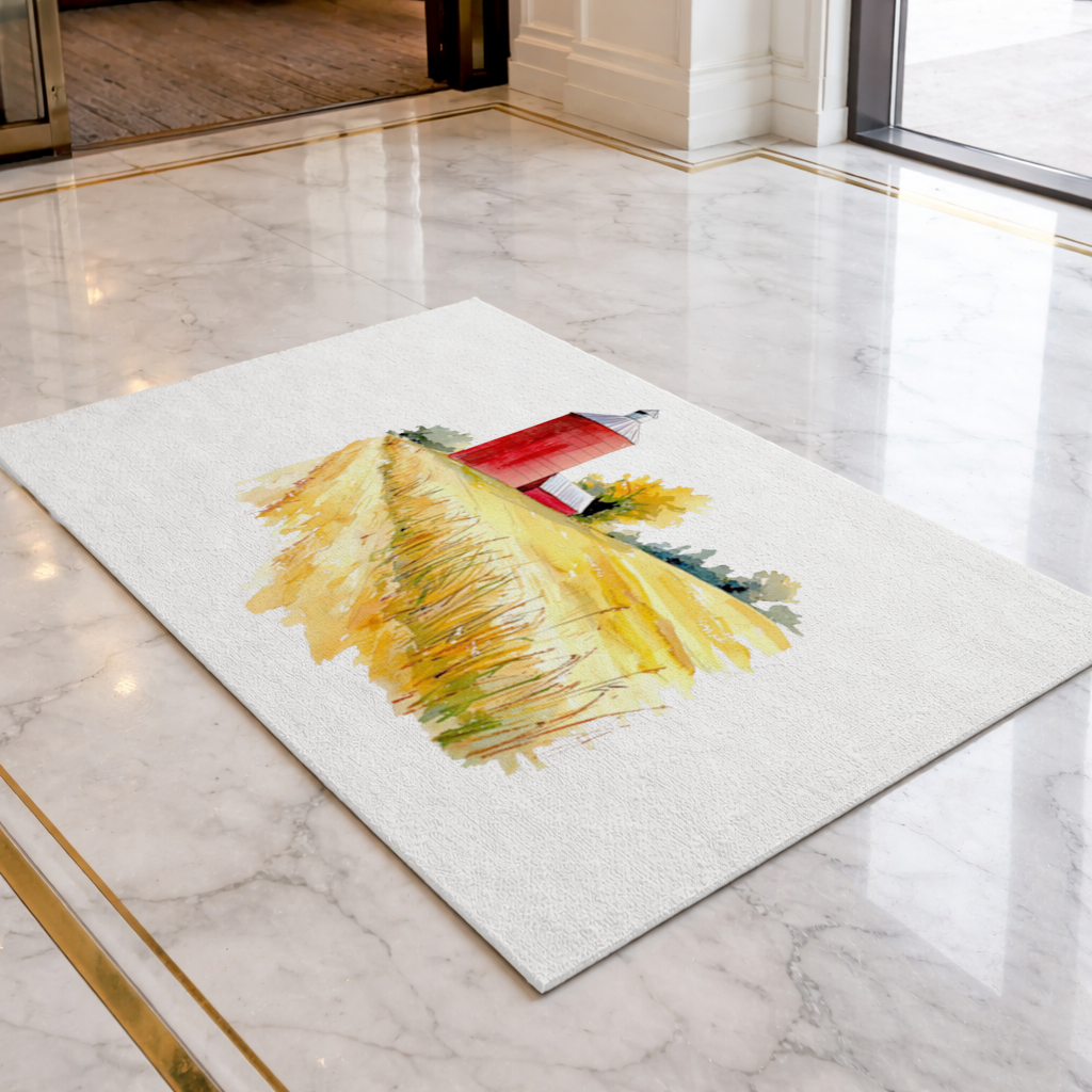 Red Farm Silo and Golden Wheat Field Doormat