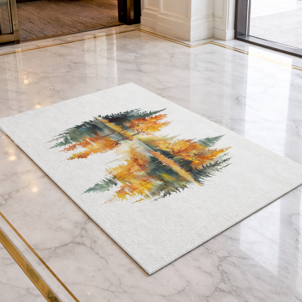 Autumn Forest Lake Reflection Doormat