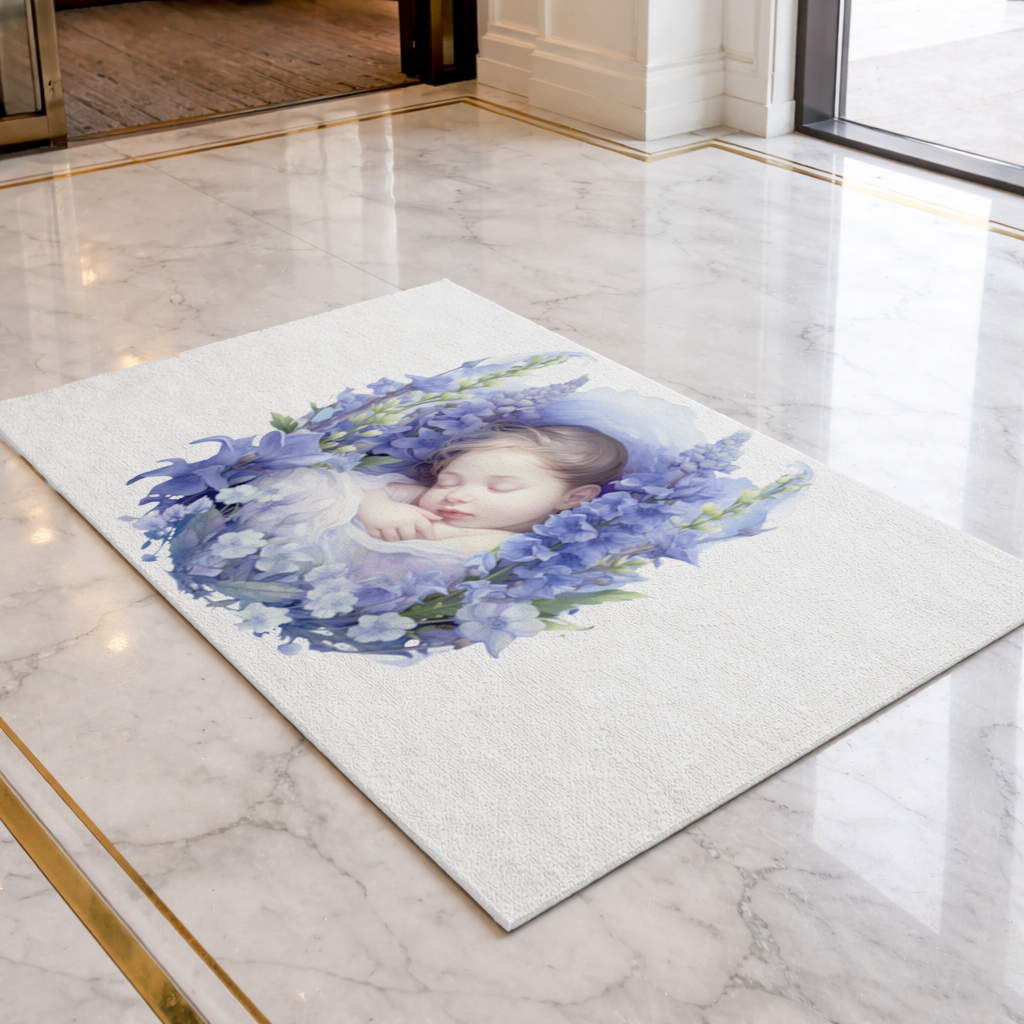 Sleeping Baby Blue Larkspur Doormat