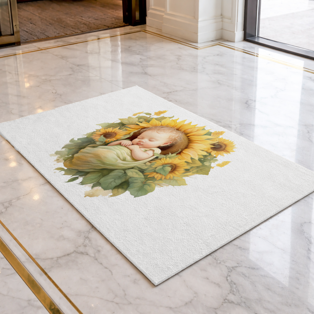 Sleeping Baby in Sunflower Doormat