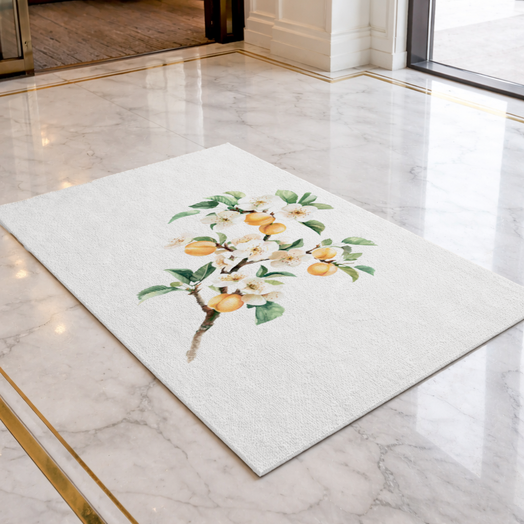 Watercolor Apricot Blossom Branch Doormat