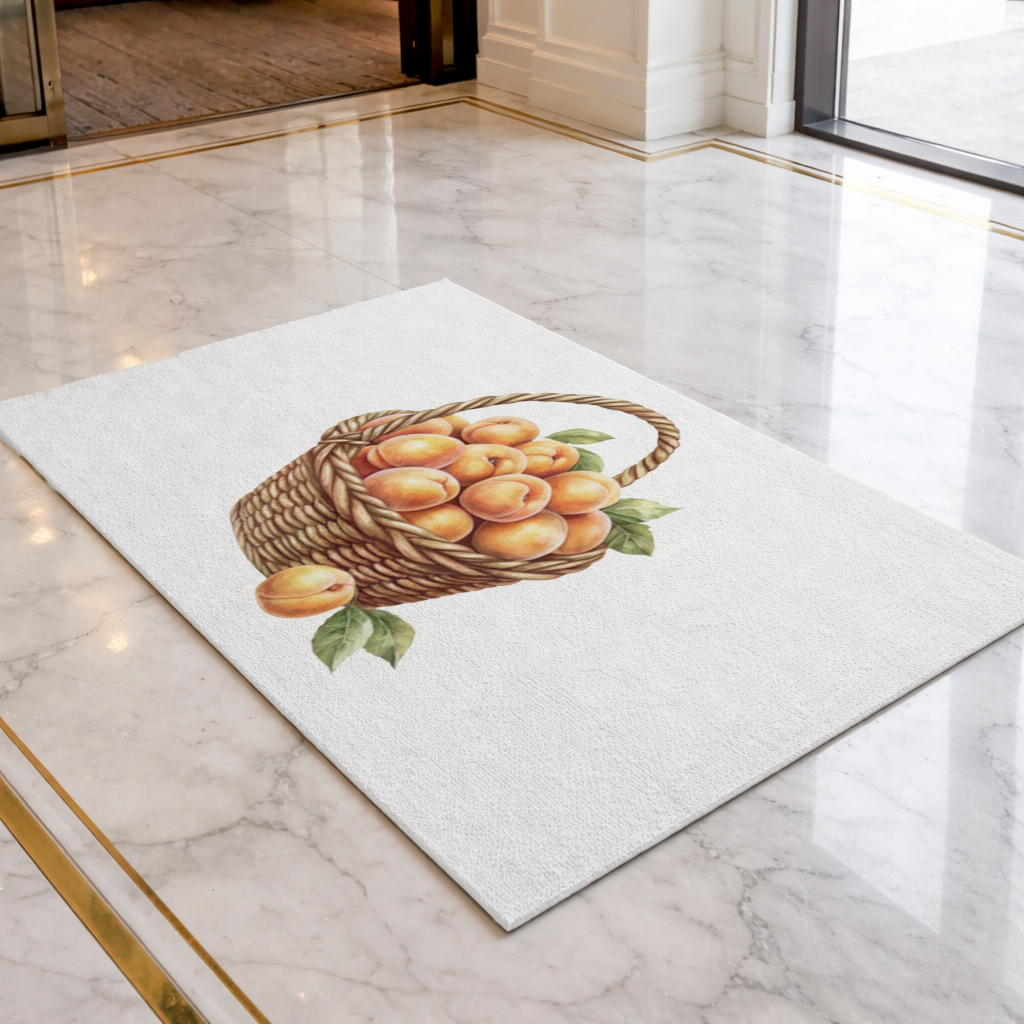 Fresh Peaches in Wicker Basket Doormat
