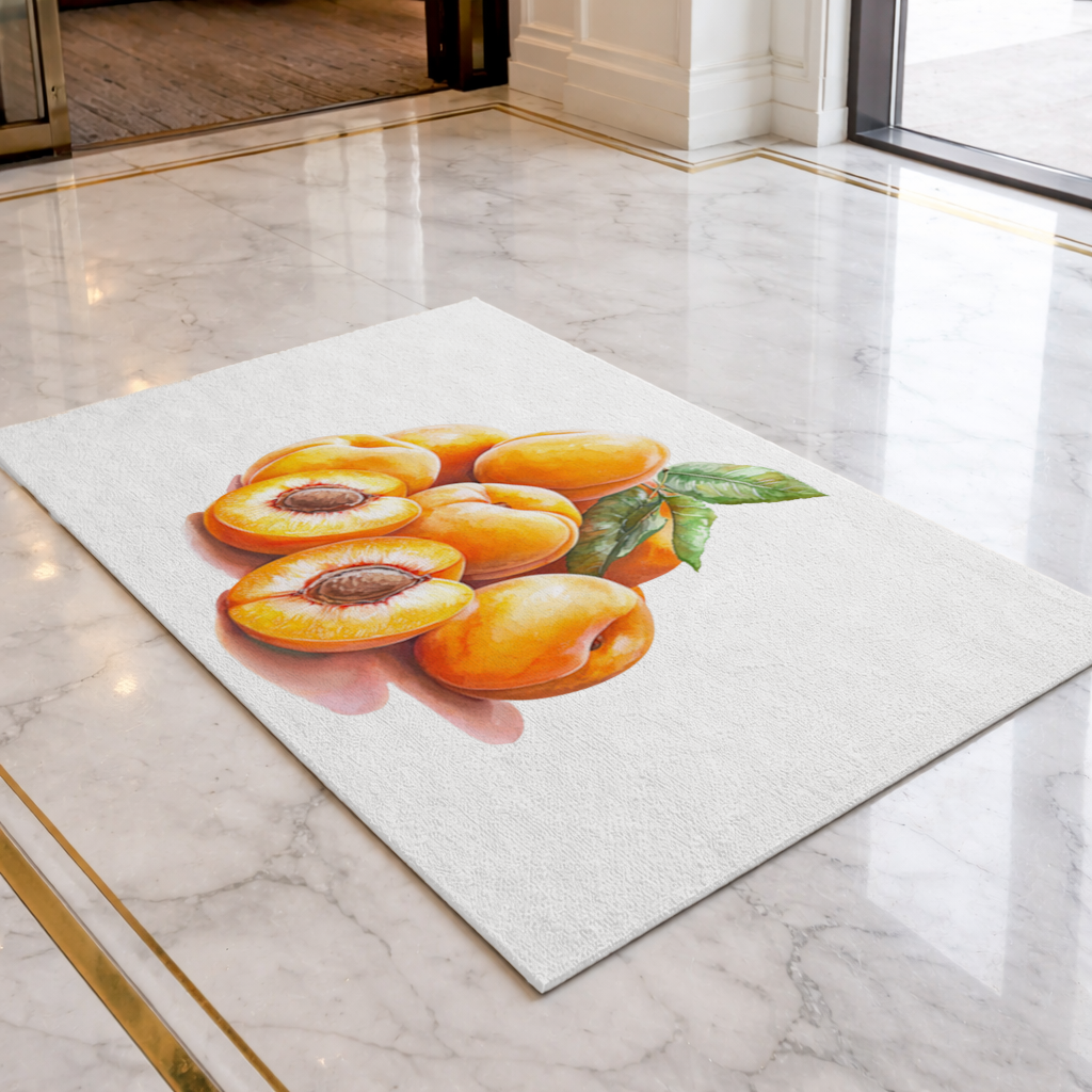 Watercolor Apricot and Leaves Doormat