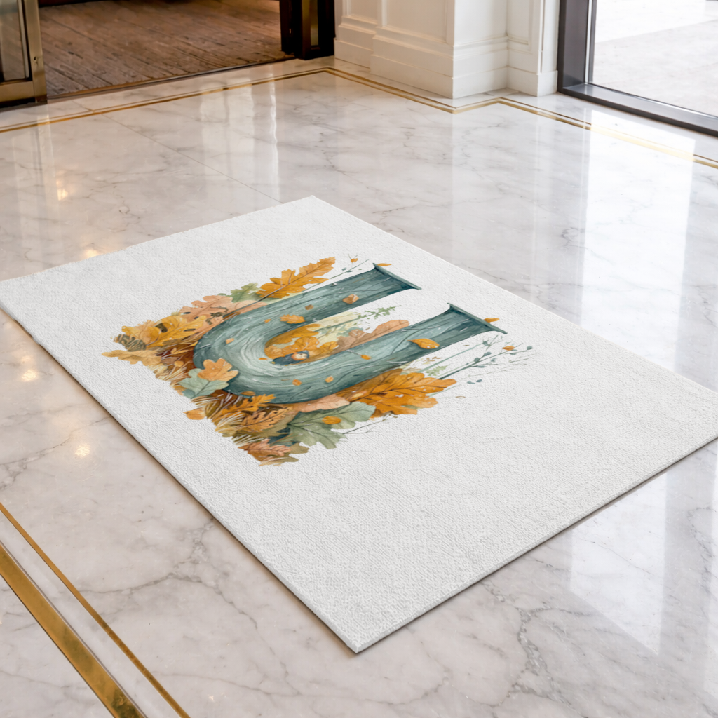 Autumn Woodland Initial Letter U Doormat