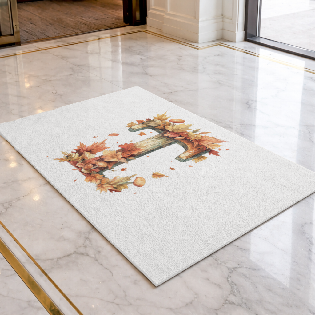 Autumn Leaf Wooden Letter T Doormat