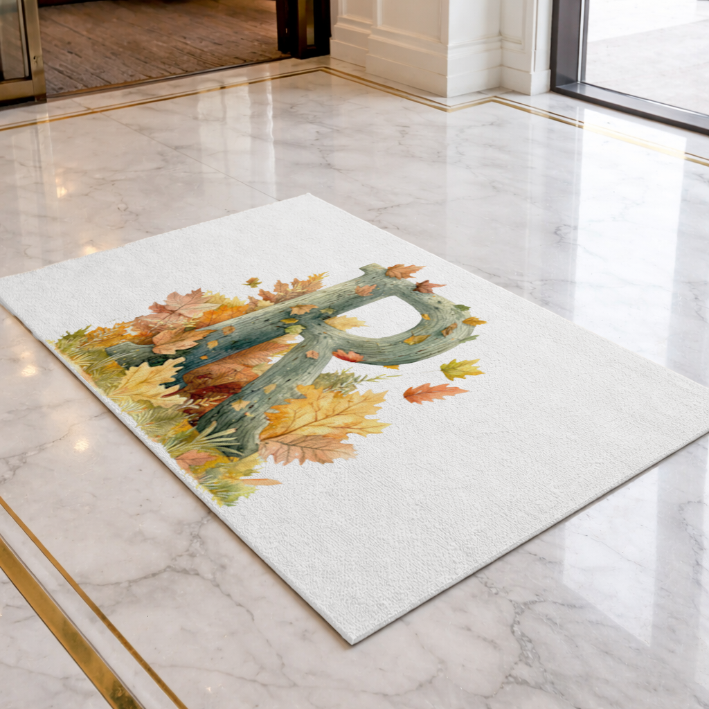 Autumn Letter R with Fall Leaves Doormat