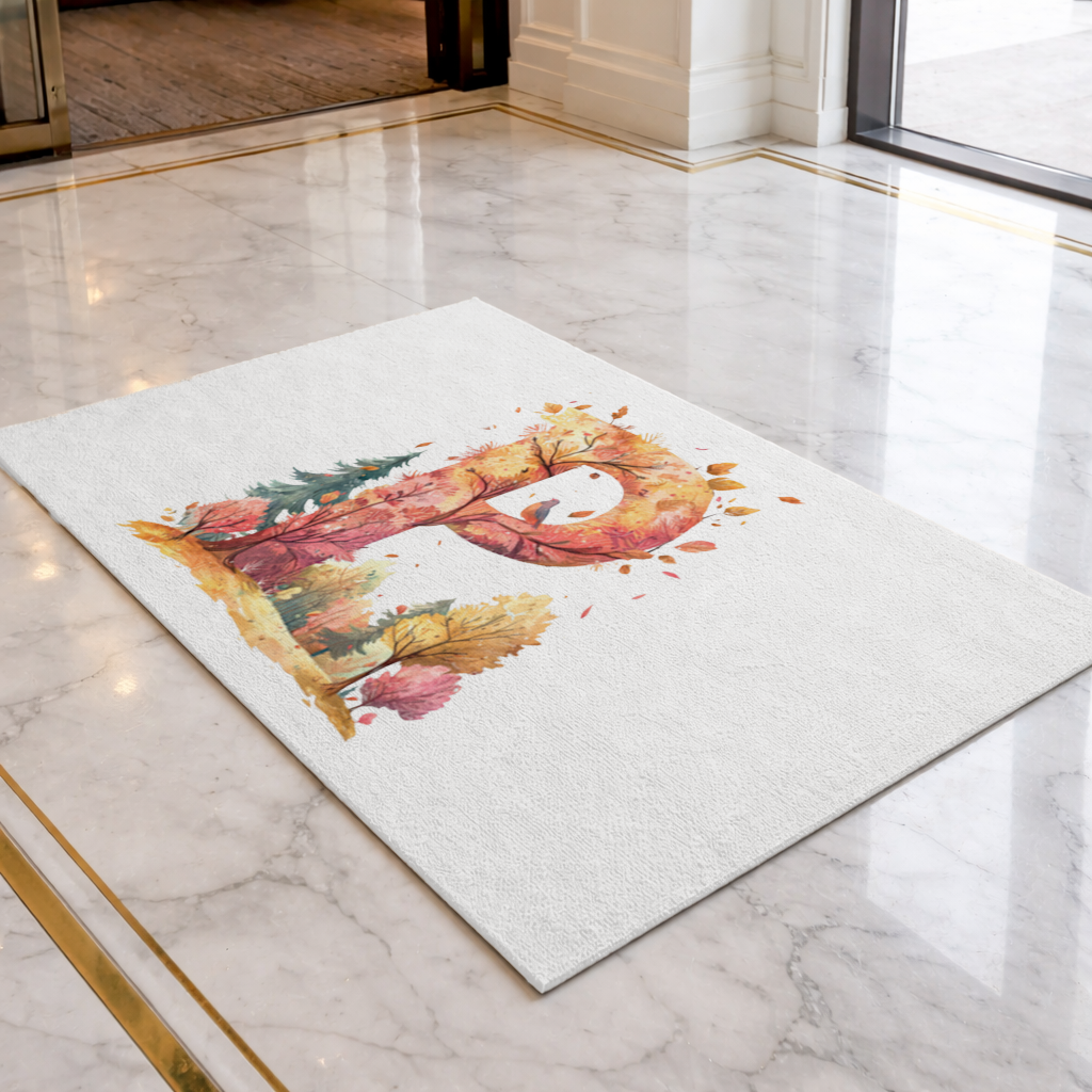 Autumn Forest Letter P with Bird Doormat