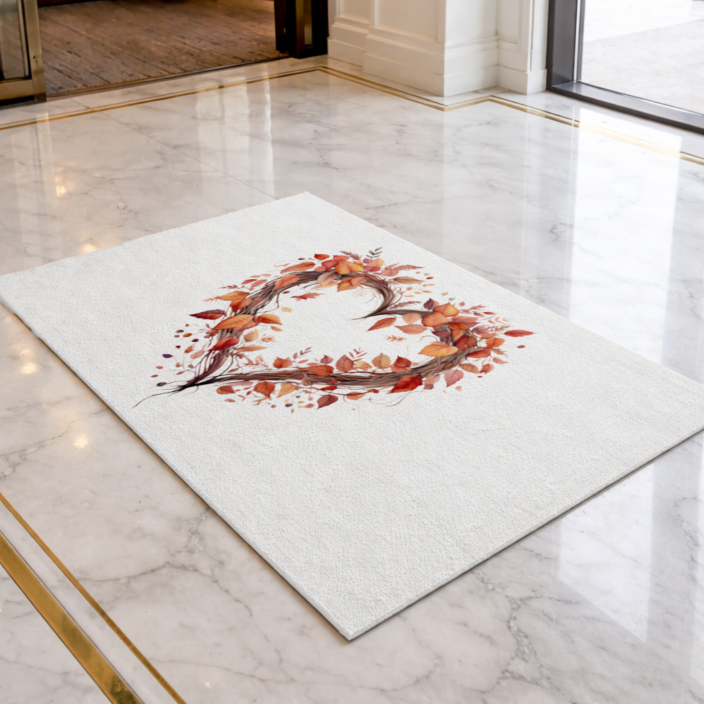 Autumn Leaves Heart Wreath Doormat