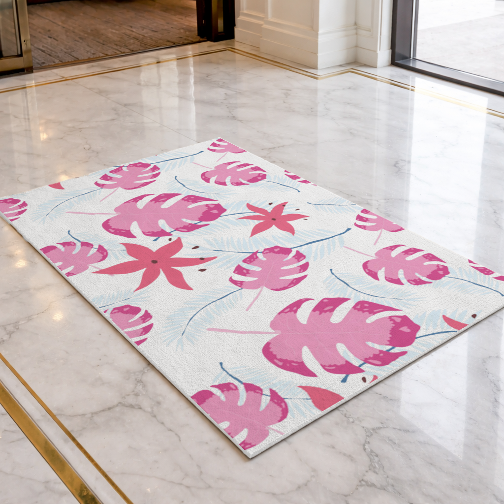 Pink Monstera and Tropical Lily Doormat