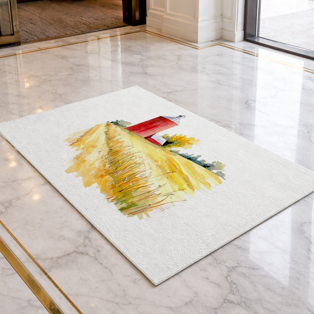 Kırmızı Silo ve Altın Buğday Tarlası Kapı Önü Paspası