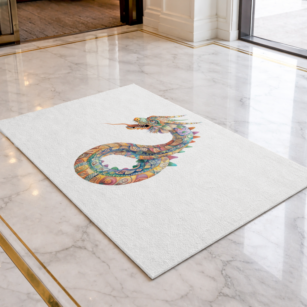 Colorful Mosaic Chinese Dragon Doormat