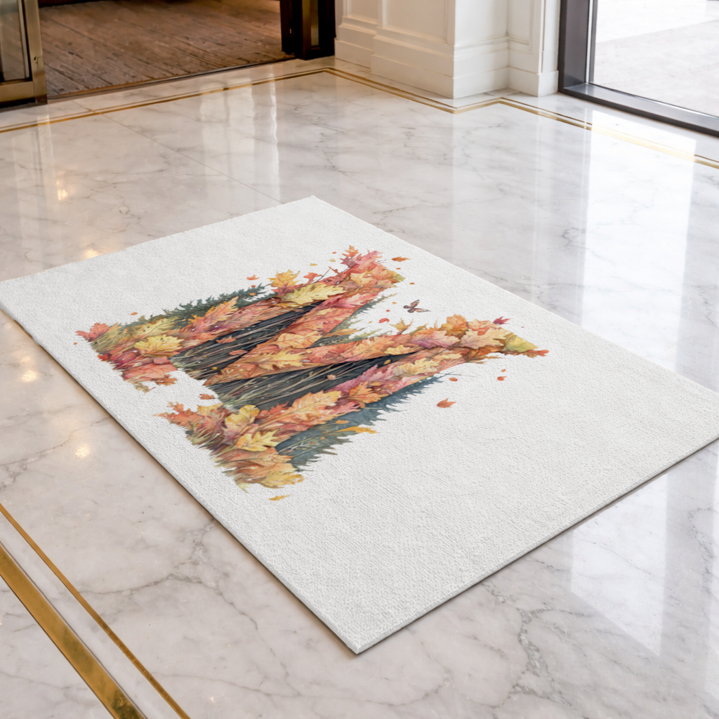 Autumn Letter M With Fall Leaves Doormat