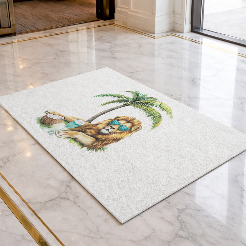 Summer Vibe Lion Under Palm Tree Doormat
