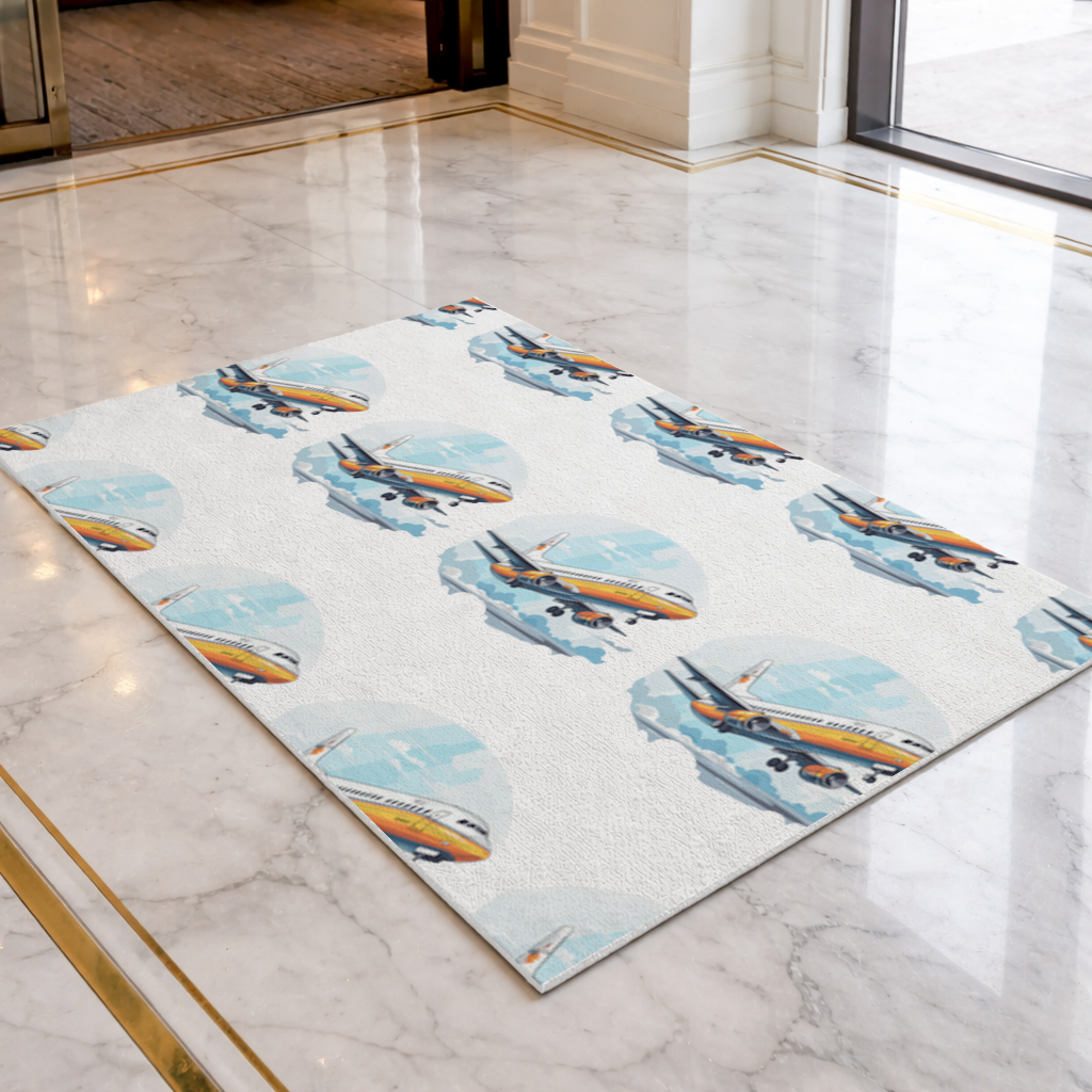 Retro Orange Commercial Airplane Doormat