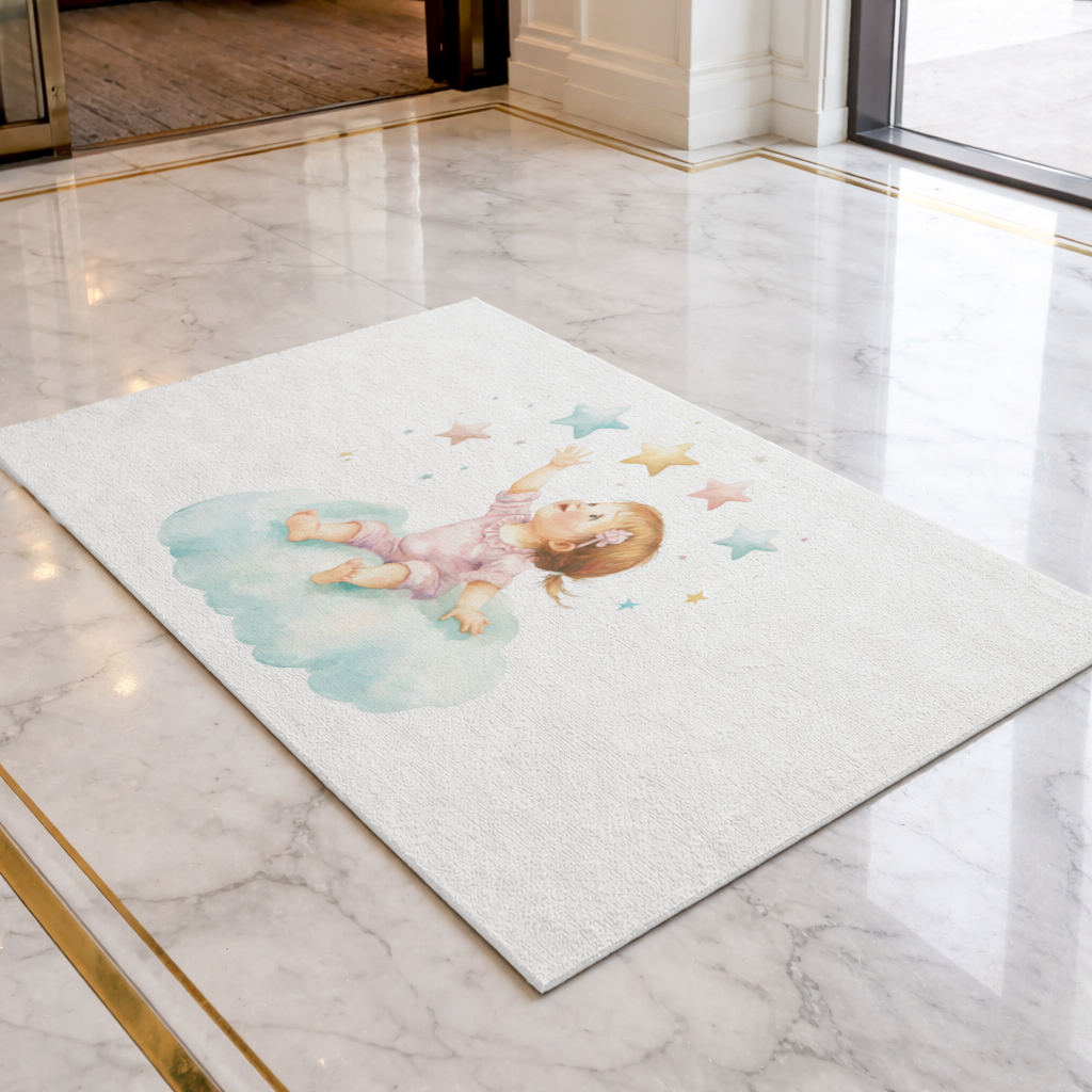 Bulut Üzerinde Yıldızlara Ulaşan Bebek Kapı Önü Paspası