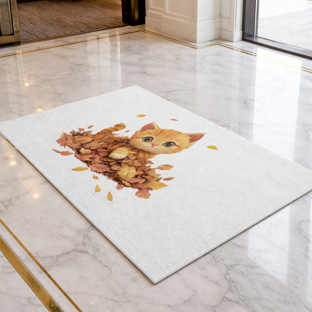 Ginger Kitten in Autumn Leaves 