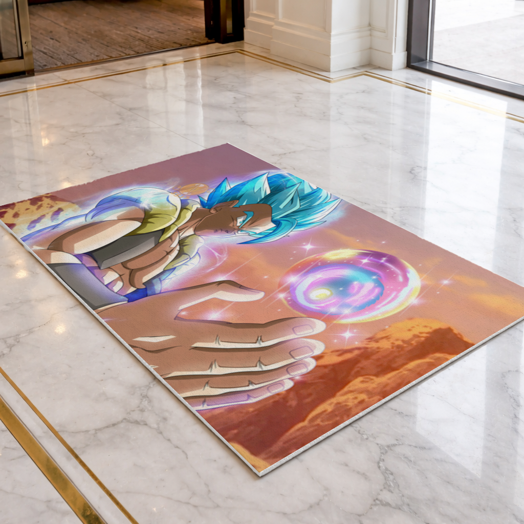 Blue Haired Warrior with Energy Orb Doormat