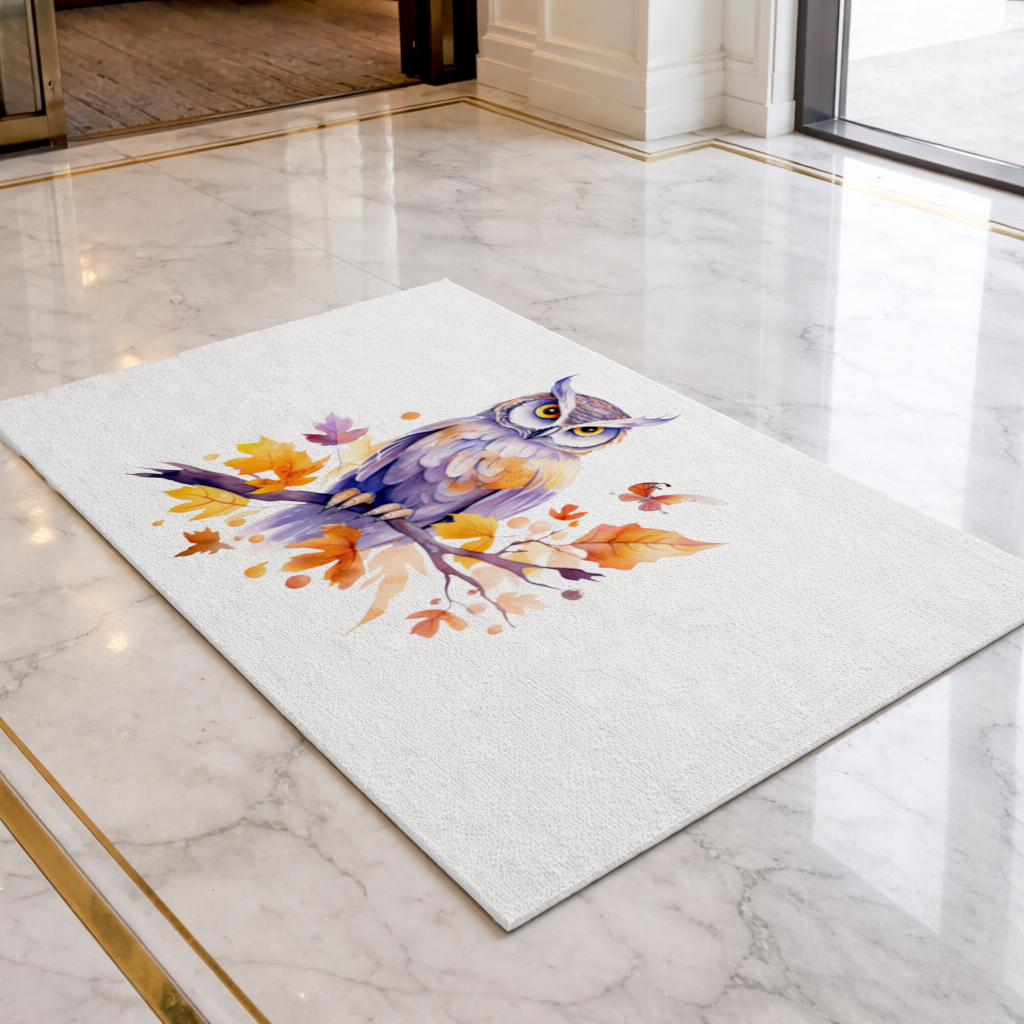 Whimsical Autumn Owl and Butterfly Doormat