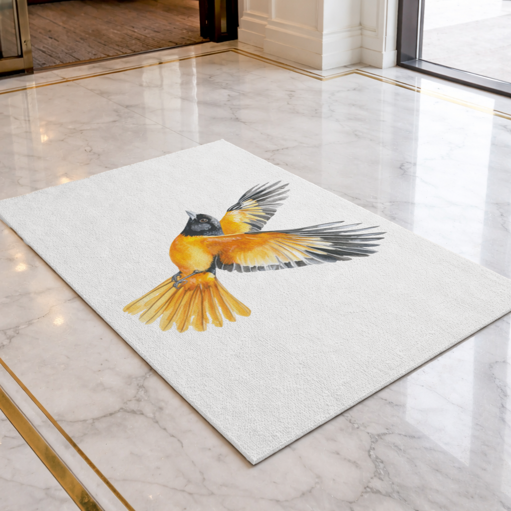 Turuncu Siyah Oryol Kuşu Kapı Önü Paspası