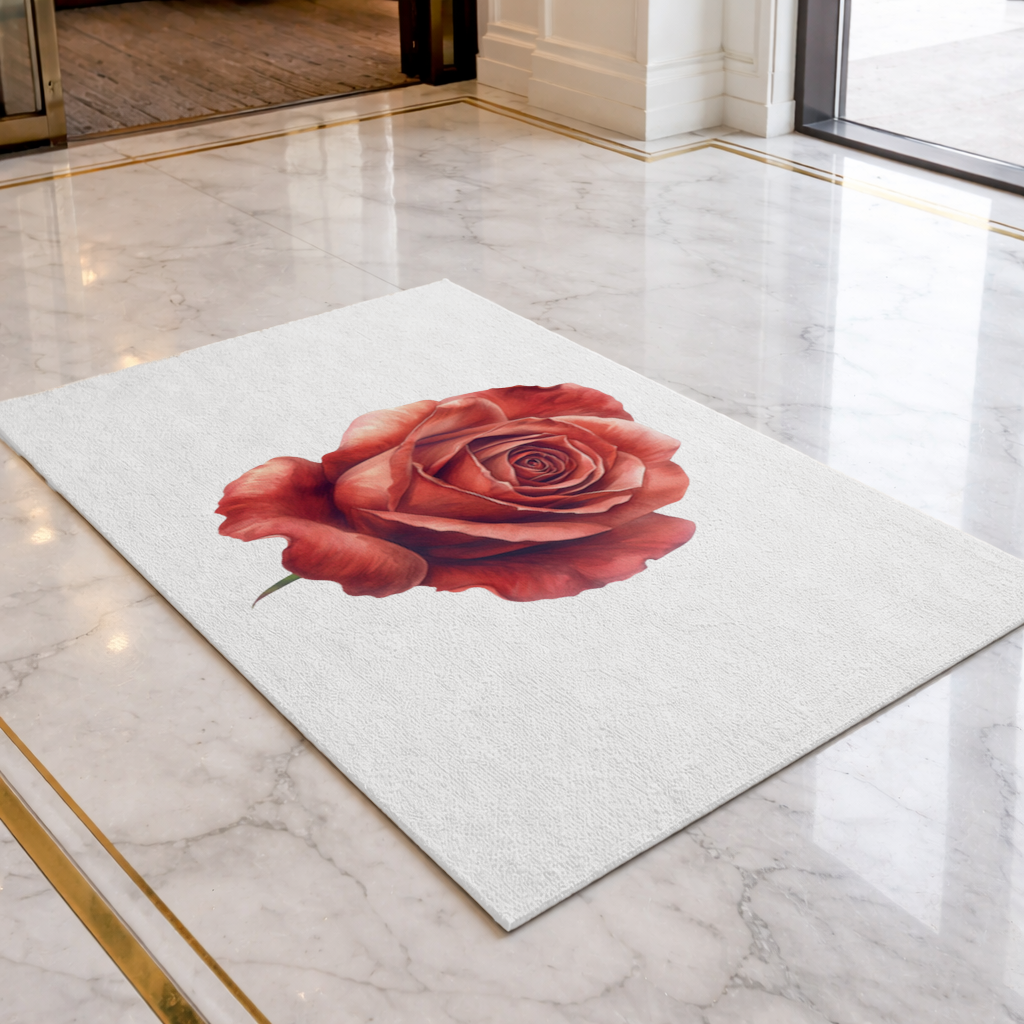 Crimson Red Rose Doormat