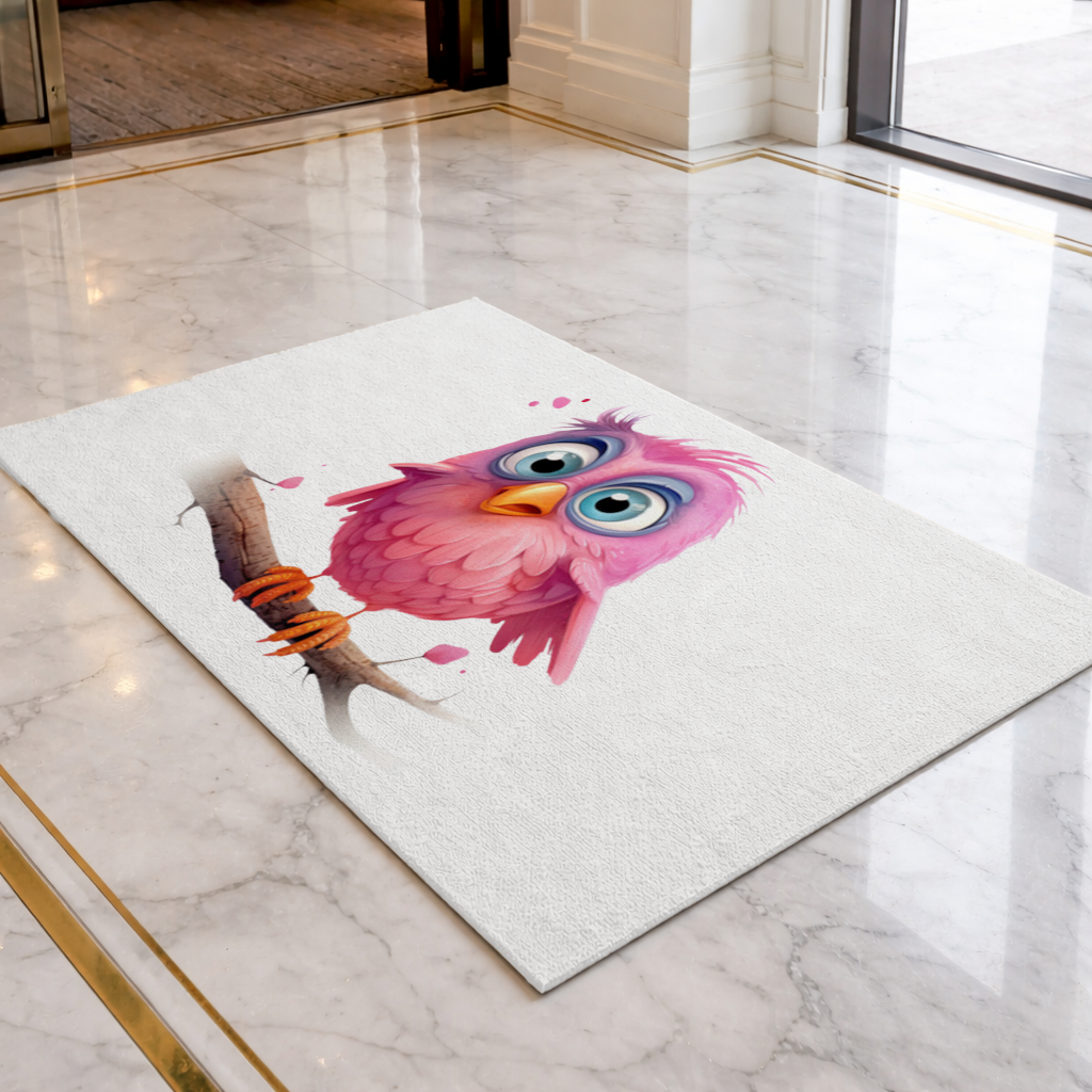 Cute Pink Bird with Large Blue Eyes 