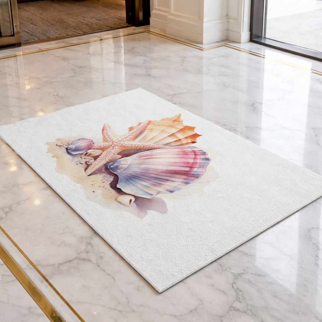 Watercolor Coastal Seashells Doormat