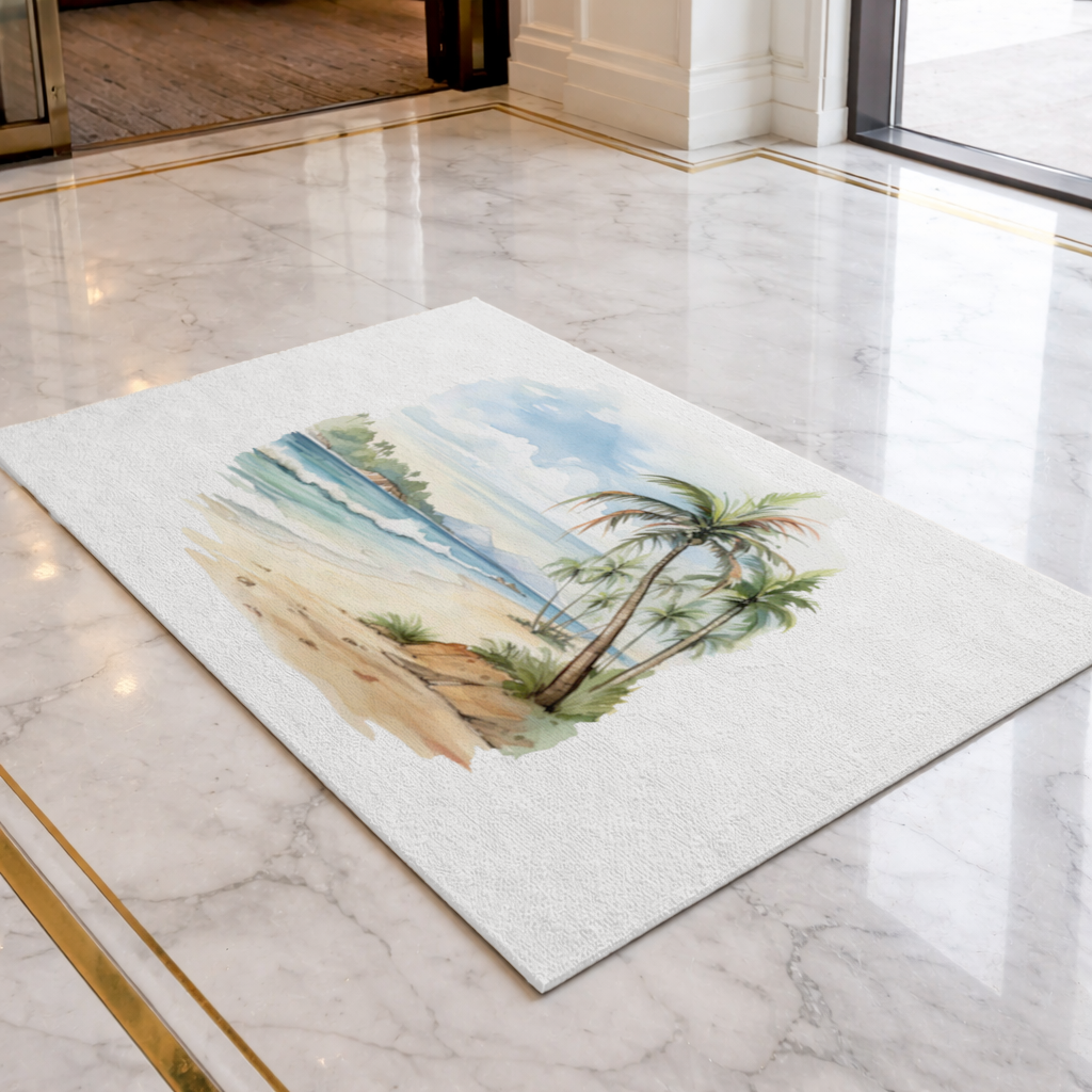 Tropical Palm Tree Beach Doormat