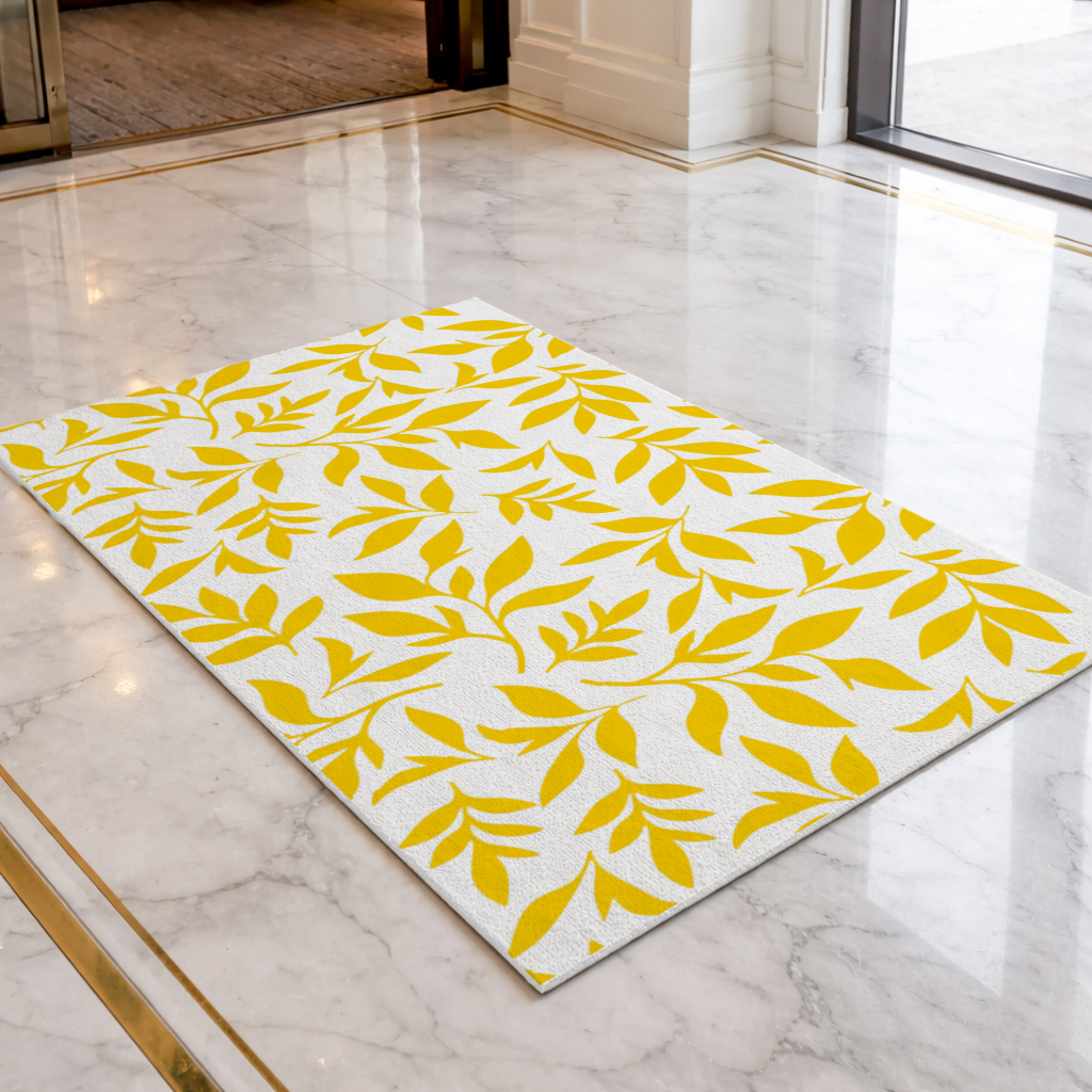 Mustard Yellow Botanical Leaves Doormat