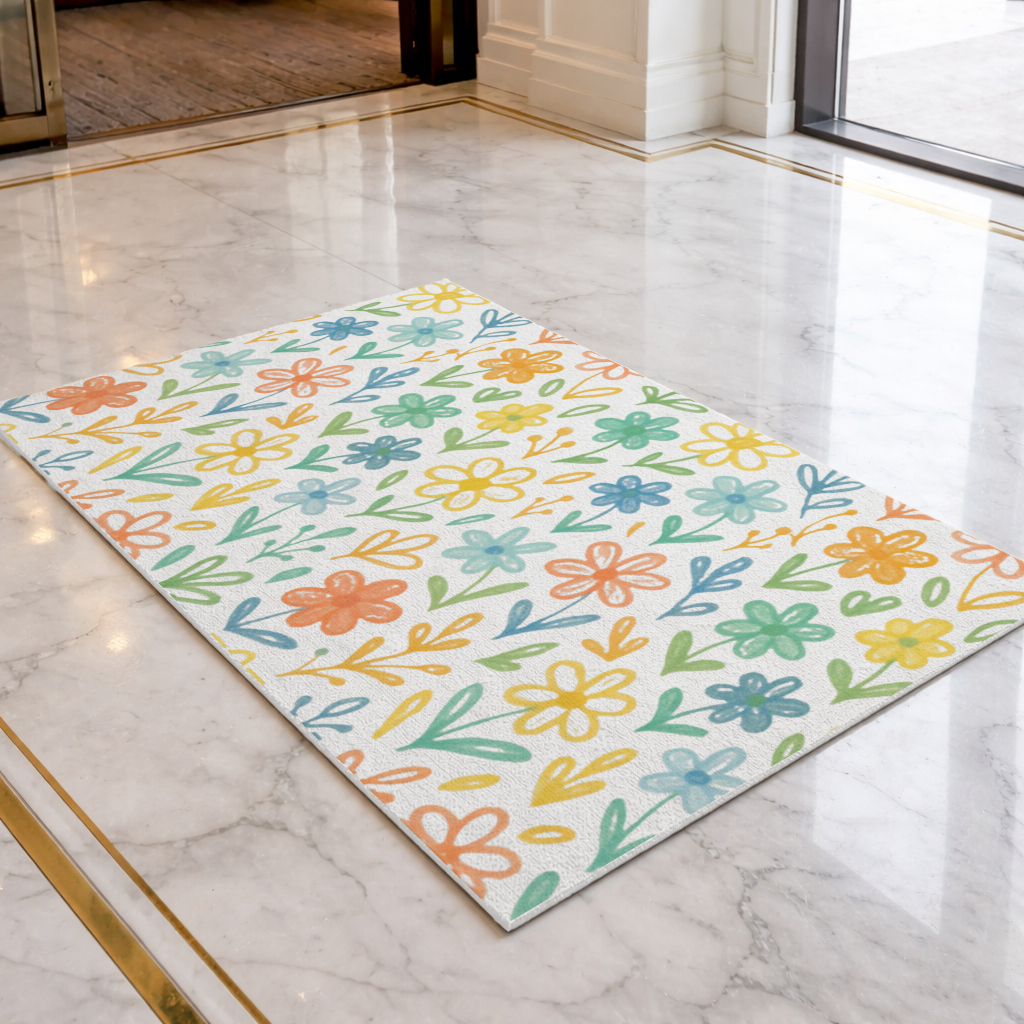 Colorful Boho Wildflowers Doormat