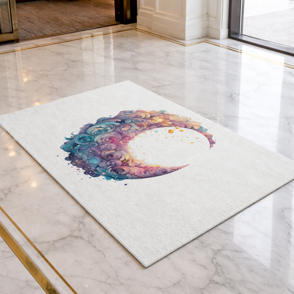 Colorful Swirled Celestial Moon Doormat
