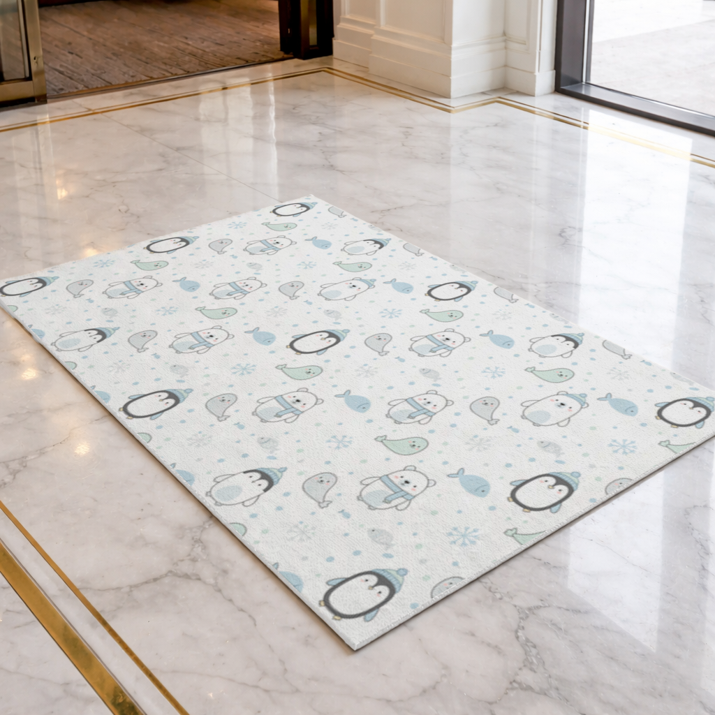 Cute Arctic Animals Winter Pattern Doormat