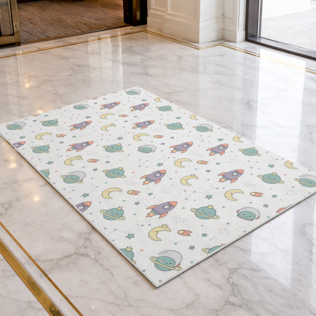 Cute Space Rocket Pattern Doormat