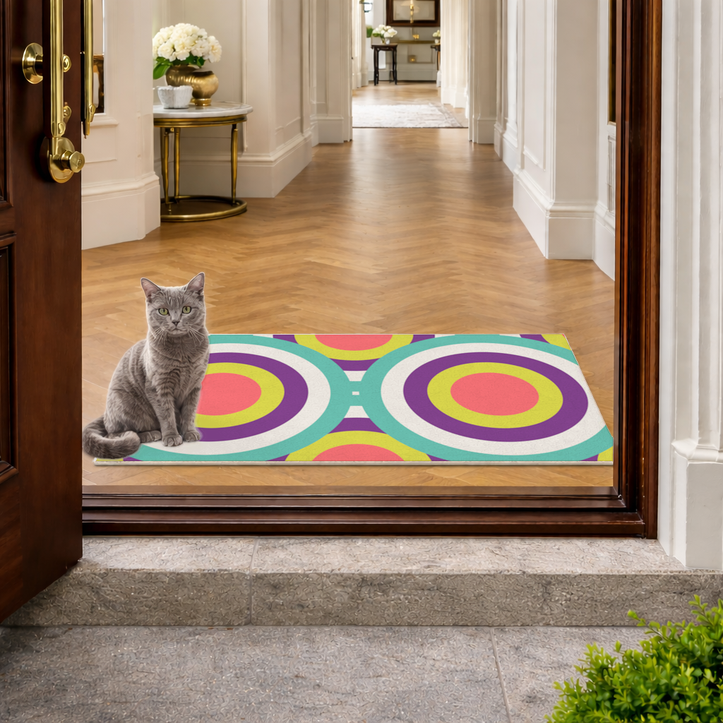Colorful Geometric Circle Pattern Doormat