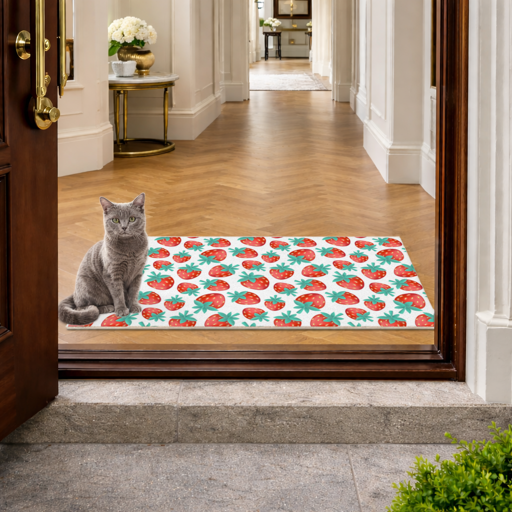 Vibrant Red Strawberry Summer Pattern Doormat