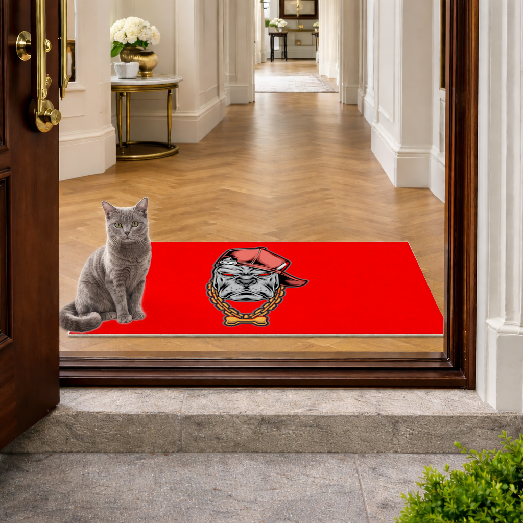 Hip Hop Style Gangster Dog Illustration Doormat
