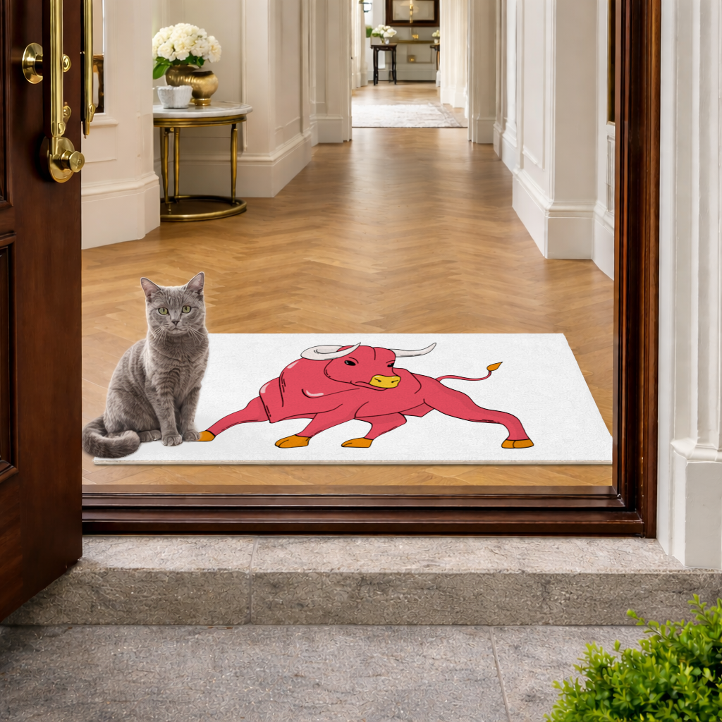 Spanish Red Bull Illustration Inspired by Matador Theme Doormat