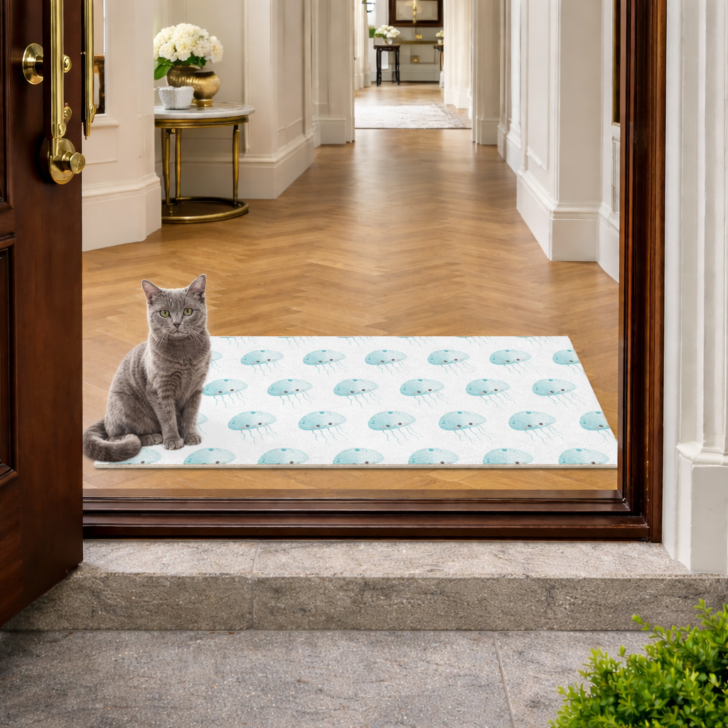 Cute Blue Jellyfish Character Doormat