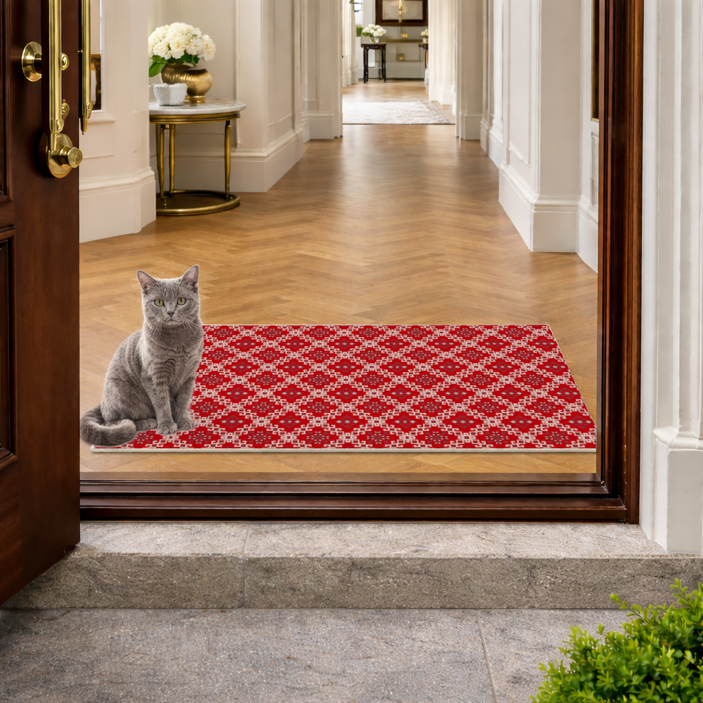Red Ethnic Embroidery Pattern Doormat