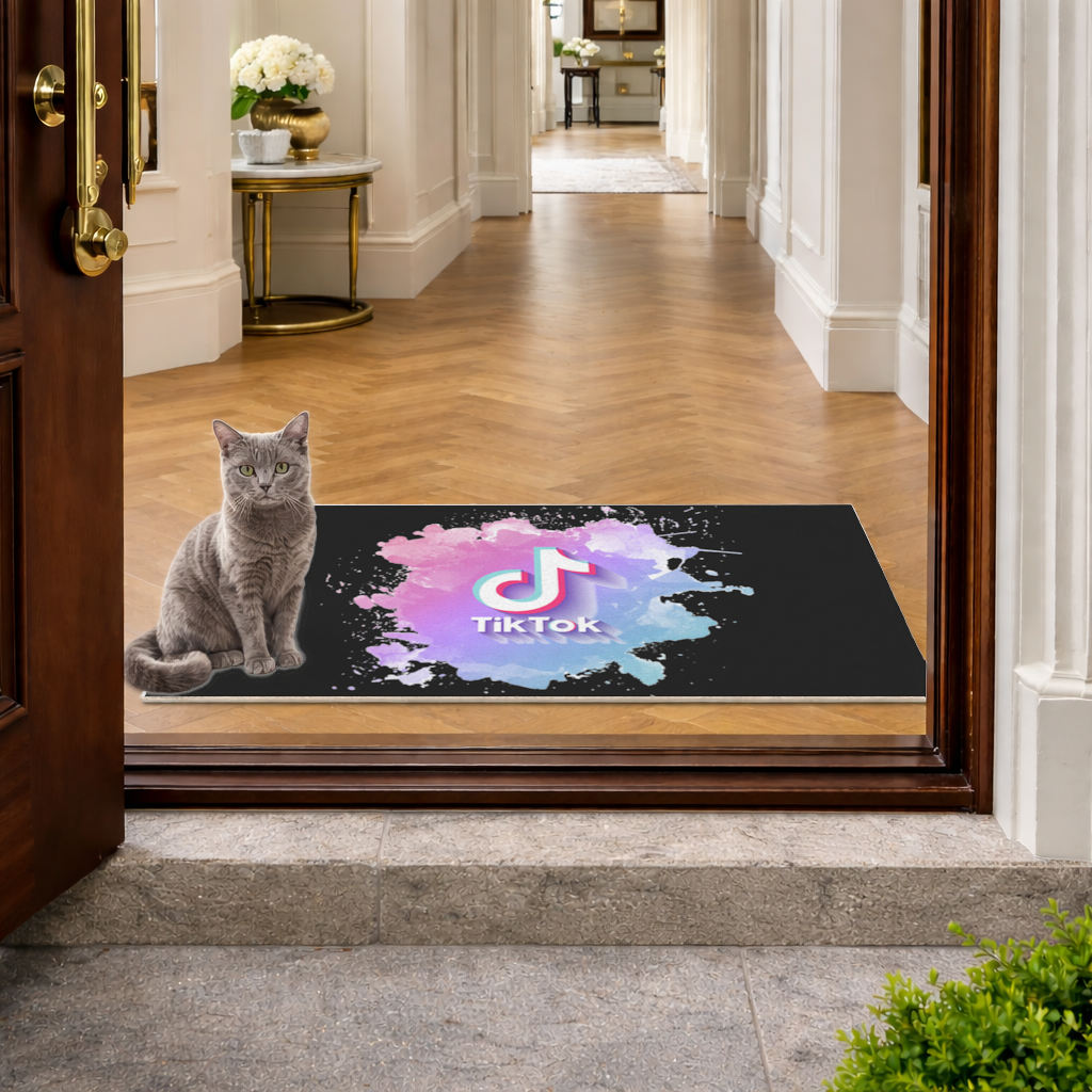 TikTok Logo with Watercolor Effect Doormat