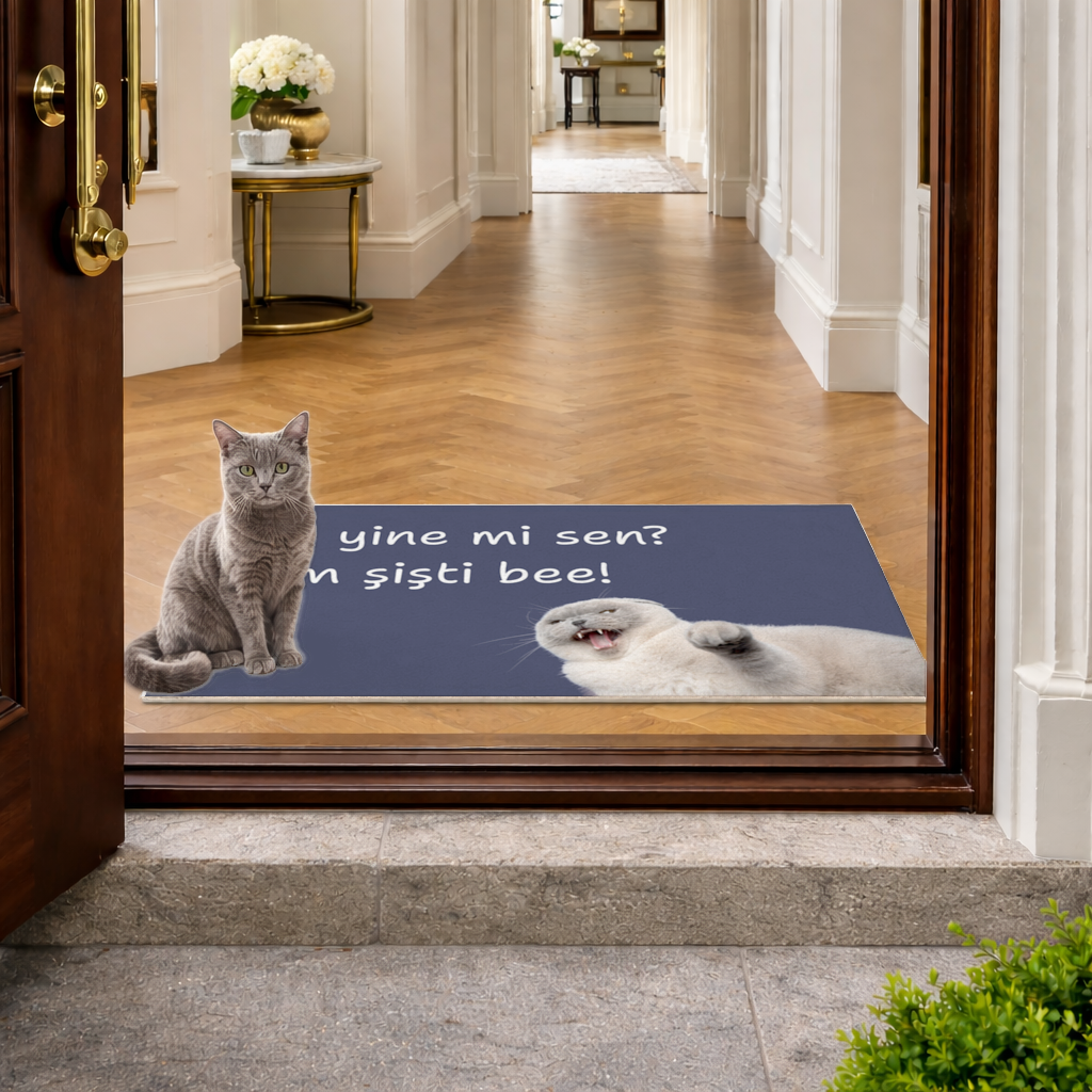 Relatable Grumpy Cat with Sarcastic Line Doormat