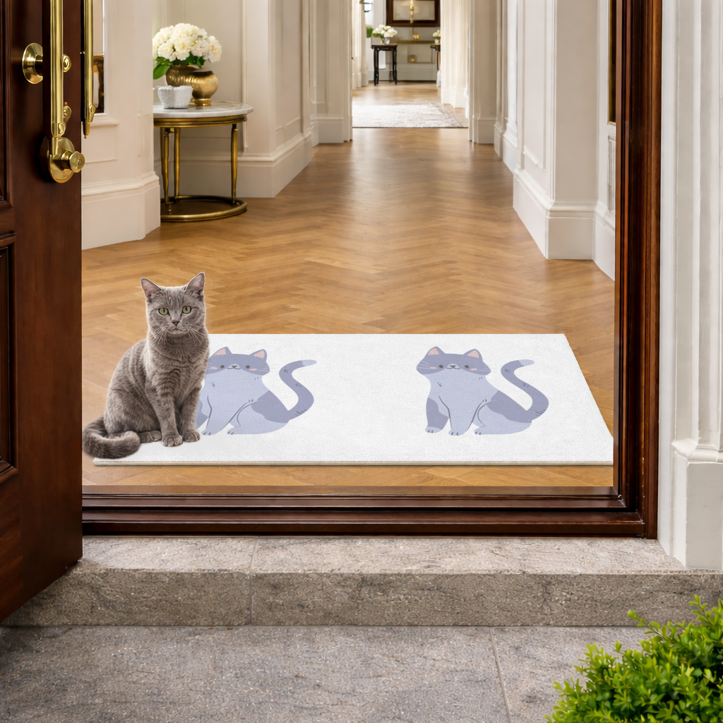 Gri kedi Doormat